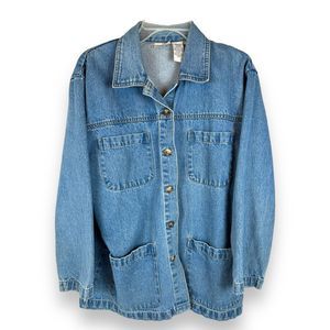 Cabin Creek 90s Vintage Denim, Jean Jacket Shirt w/ 4 pockets Petite size L